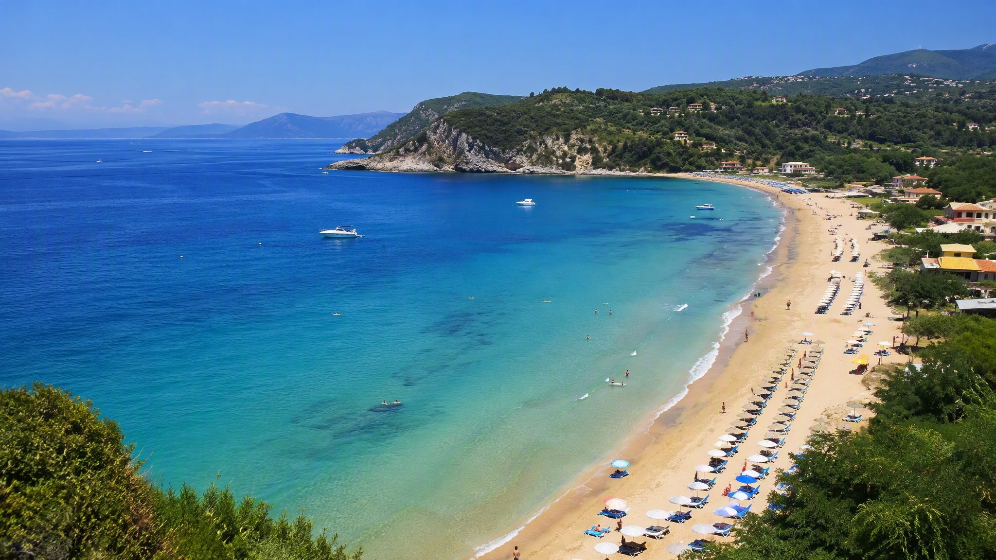 Agios Georgios Pagi bay — our home village in north-west Corfu